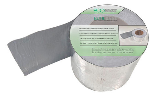 Cinta Adhesiva Butilica Con Aluminio 100x0,9mm Rollo 10mts 0