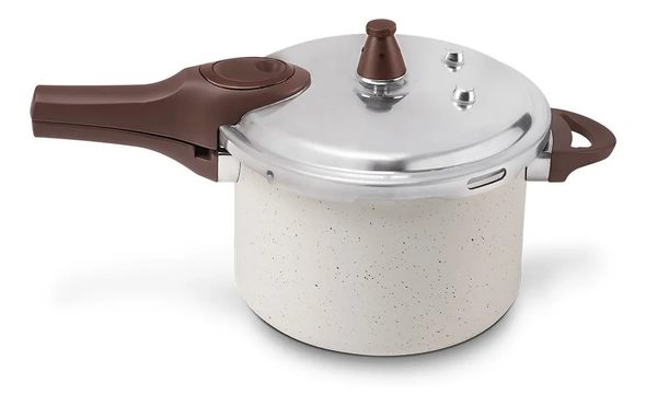 Brinox 4.2L Ceramic Pressure Cooker – Induction Compatible, Vanilla