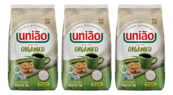 Kit C/3 Açúcar Orgânico Cristal União 1kg 0 Kit C/3 Açúcar Orgânico Cristal União 1kg 0