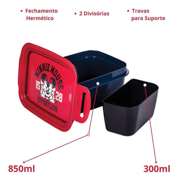 Kit Garrafa 660ml Marmita 850ml Minnie Mouse - Plasútil 1
