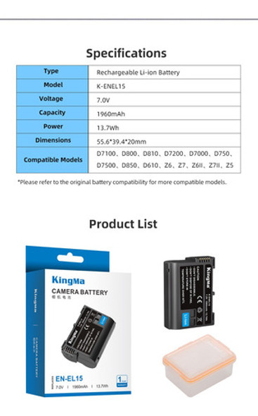 Cargador + 2 Baterias En-el15 D800 D800e D810 D7100 D7200 1