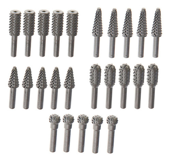 Kit 25 Fresa Rotativa Madeira Furadeira Lima Acabamento 6mm 0