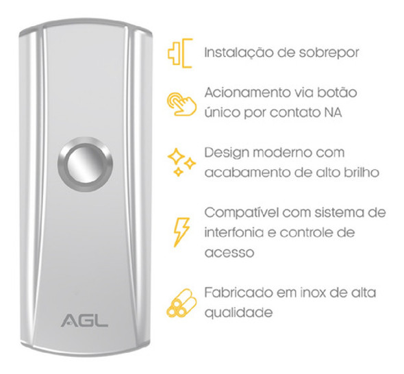 Botoeira De Inox De Sobrepor Com Botão De Acionamento Agl 1