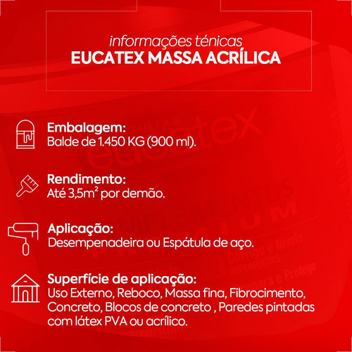Massa Acrilica Para Parede Externa Interna 1.450kg Eucatex 1