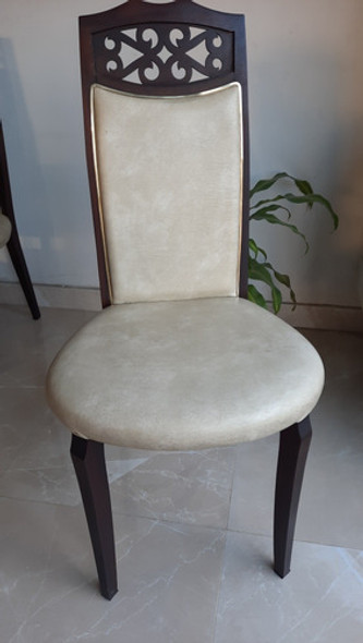 Sillas Antiguas Madera Marrón Cuero Color Crema Y Dorado 0