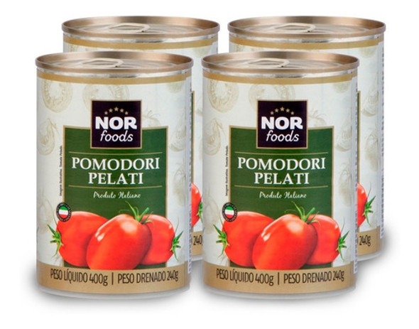 Pomodori Pelati Tomate Pelado 400g Nor Foods -  4 Unidades 0 Pomodori Pelati Tomate Pelado 400g Nor Foods -  4 Unidades 0