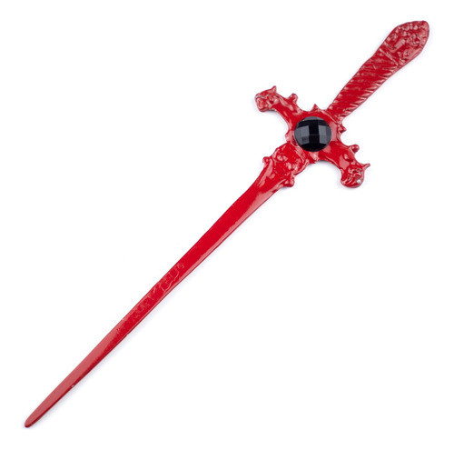 Punhal Em Metal Vermelho 15 Cm Com Pedra Preta 0