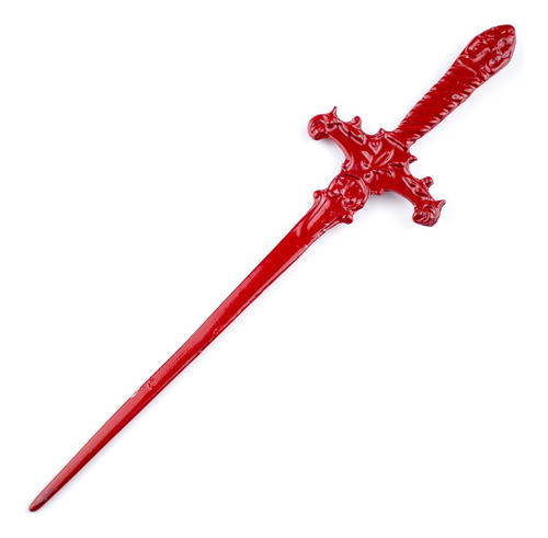 Punhal Em Metal Vermelho 15 Cm Com Pedra Preta 1