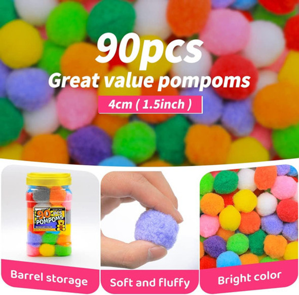 Pom Poms Multicolores Suaves Y Esponjosos En Tarro 4cm 90pcs 1
