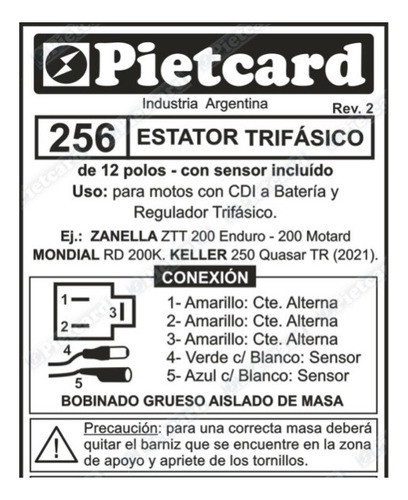 Estator Pietcard 256 Mondial Rd 200 K Ztt 200 Gaona Motos 1