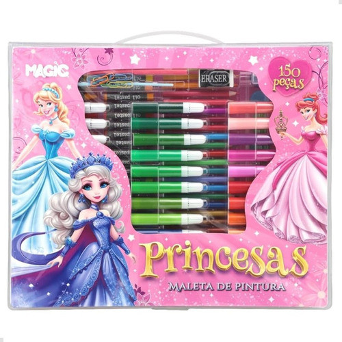 Maleta De Pintura Arte Escolar 150 Peças Infantil Princesas 0