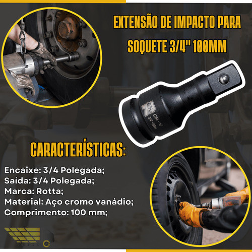 Extensão Pito Impacto 3/4 Polegada 100mm Alta Resistência 1