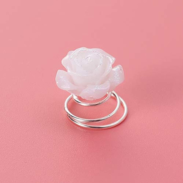 Lurrose 12pcs Glitter White Rose Espiral Horquillas Accesori 1