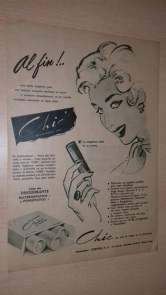 P296 Clipping Publicidad Protector Femenino Chic Año 1957 0 P296 Clipping Publicidad Protector Femenino Chic Año 1957 0
