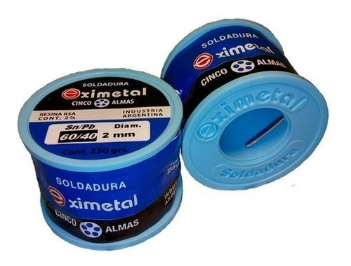 Estaño Electrónica Eximetal 60/40 2mm 250g 1/4 Cinco Almas 0
