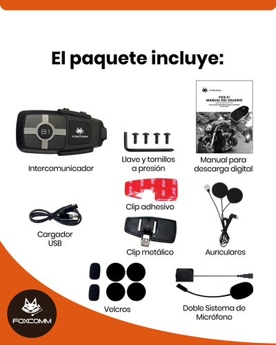 Pack X2 Intercomunicador Bluetooth Para Moto Fox B1 1