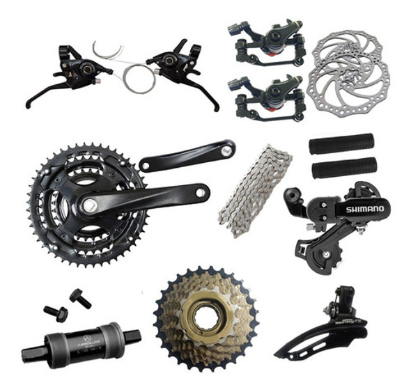Kit Transmissão Shimano 21v Mtb +freio Disco+passador+brinde 0