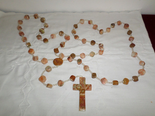 Antiguo Rosario De Onix Y Cuentas Plásticas Simulando Vidrio 1