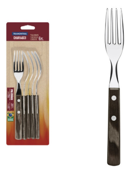 Tenedor Mango Madera Churrasco Set X6 Tramontina 0