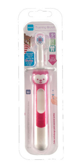 Escova Dental Training Brush Rosa Mam 5m+ C/ Trava Proteção 1