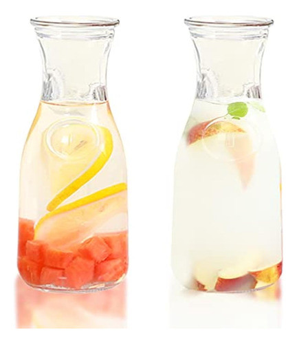 2 Jarras De Vidrio Con Tapas, Recipientes De Jugo 0