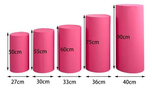 5 Peças De Pedestal De Cilindro Cobre Capas, Rosa Vermelha 1