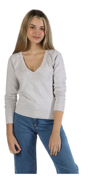Sweater En V Dama Gris 0 Sweater En V Dama Gris 0