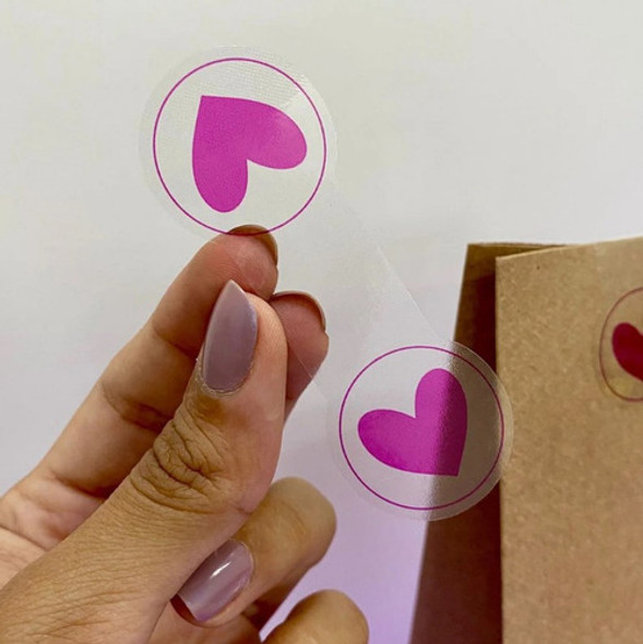 30un Etiqueta Adesiva Lacre Transparente Coração - Rosa 0