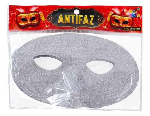 Antifaz Plateado Con Gliiter Carnaval Carioca X 6 Unidades 1