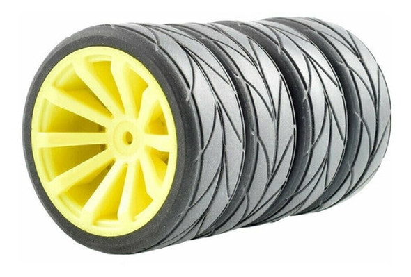 4 Rodas Pneus Automodelo 1/10 On Road Offset 6mm Amarelo 601 1