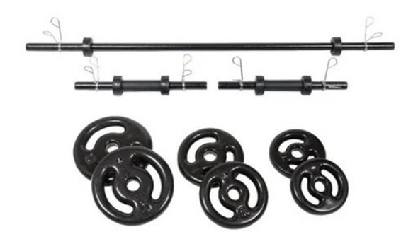 Kit Musculação Fitness Barras 30kg Anilhas Emborrachada 0