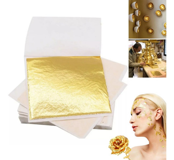 500 Folhas Ouro Para Restauração, Douramento Artesanato8x8.5 0