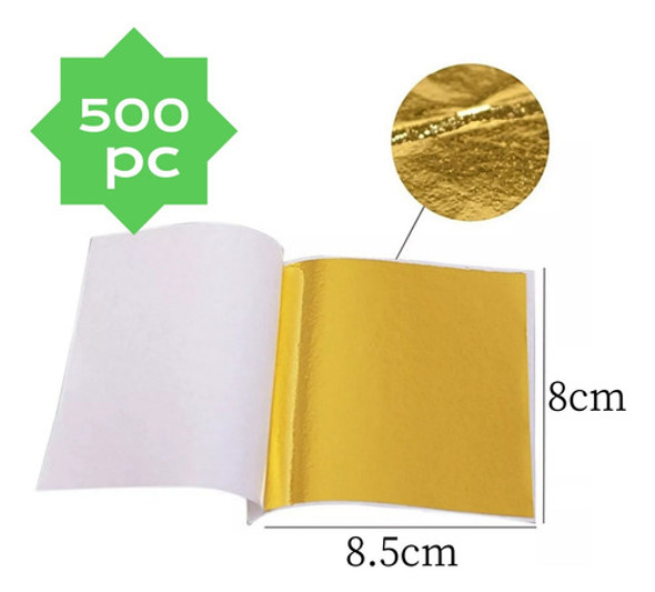 500 Folhas Ouro Para Restauração, Douramento Artesanato8x8.5 1