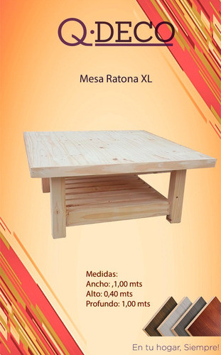 Mesa De Pino Ratona Campo Rustica 1.00 X 1.00 Mts 1