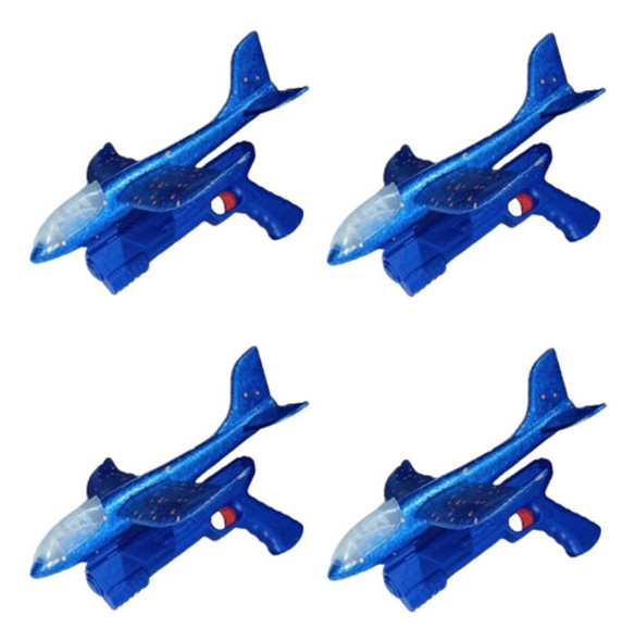 Kit 4x Brinquedo Lançador De Avião Luminoso Azul - Ap Toys 0