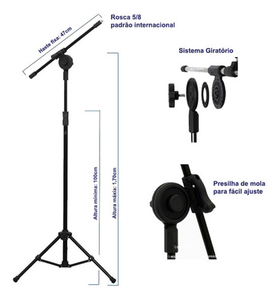 Pedestal Para Microfone Preto - Mpe-2bk 1