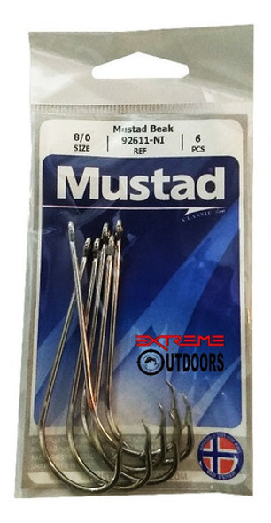Anzuelo Mustad 92611 # 8/0 X 6 U Variada Pata Larga Noruega 0