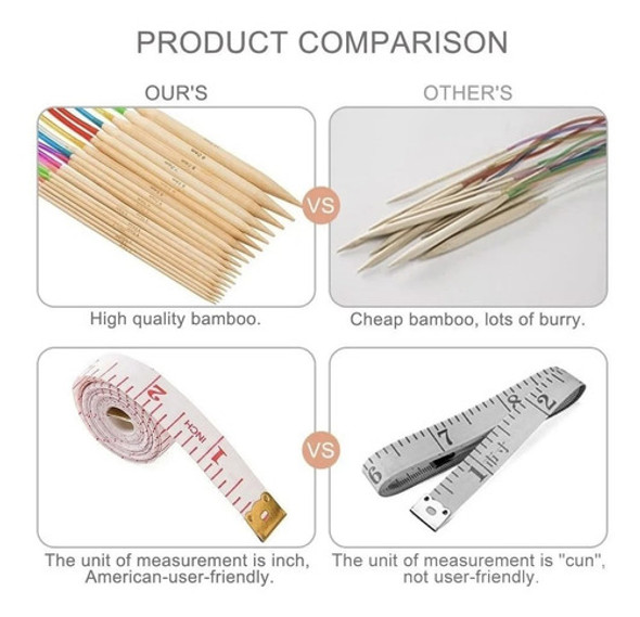 18 Pares Vs Tamaños Agujas Circulares De Bambu C/kit Puntos 1