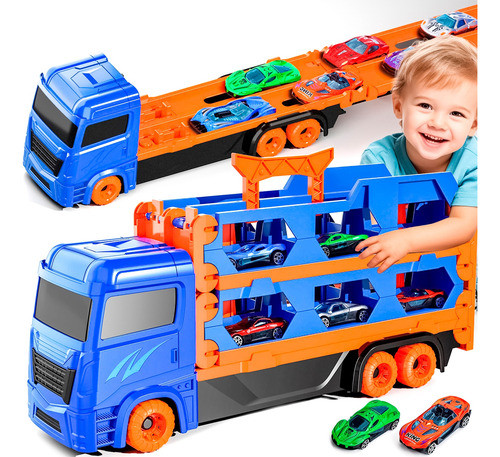 Caminhão Cegonheira Cegonha Presente Menino Vira Pista 155cm 0