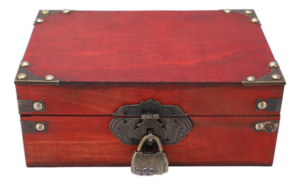 Caixa De Joias Vintage Em Madeira Estilo Baú De Tesouro 0