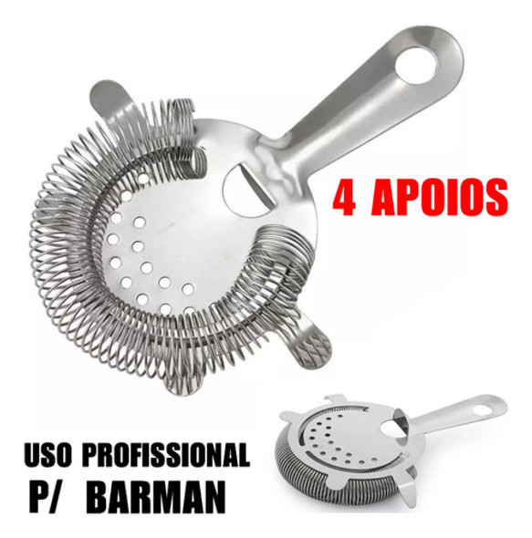 Coador Strainer De Gelos 4 Apoios E Peneira Filtro De Inox 1 Coador Strainer De Gelos 4 Apoios E Peneira Filtro De Inox 1