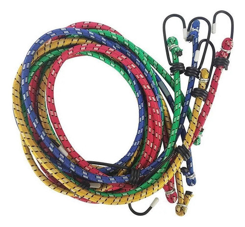 Cabo Elastico Corda Gancho Bagageiro Carga 2mx10mm 4 Peças 0