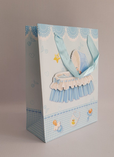 Bolsa De Regalo 3d Bebe Celeste Cunita C/ Brillos X 12 Uds 1