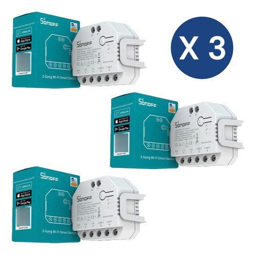 Sonoff Dual Domotica Control Rele Wifi Automatizacion Kit X3 1