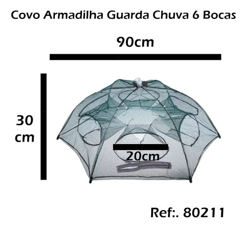 3 Armadilha Rede Pesca Covo Retrátil 6 Bocas Lambari Isca 1