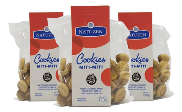 Galletitas Dulces Cookies Miti Miti Sin Tacc Natuzen 130g X3 0