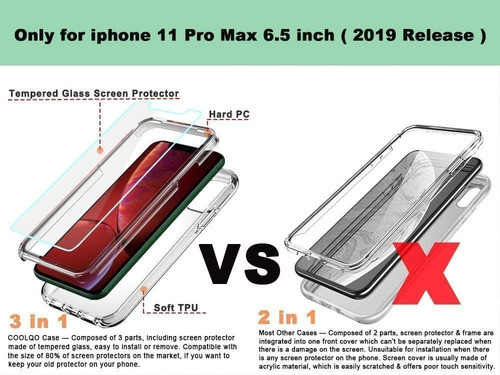 Coolqo Compatible Con iPhone 11 Pro Max Y 2 Protectores De 1