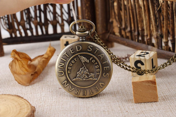 Reloj De Bolsillo De Bronce Para Veteranos Con Cadena 1