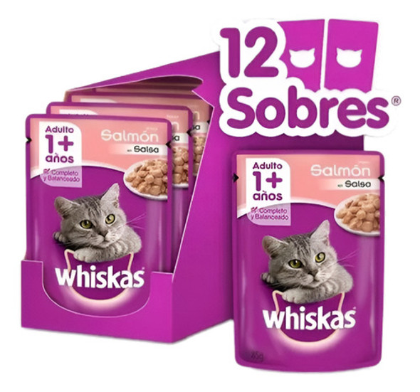 Alimento Whiskas Para Gato Sabor Salmón Salsa Sobre 85g X12 0 Alimento Whiskas Para Gato Sabor Salmón Salsa Sobre 85g X12 0