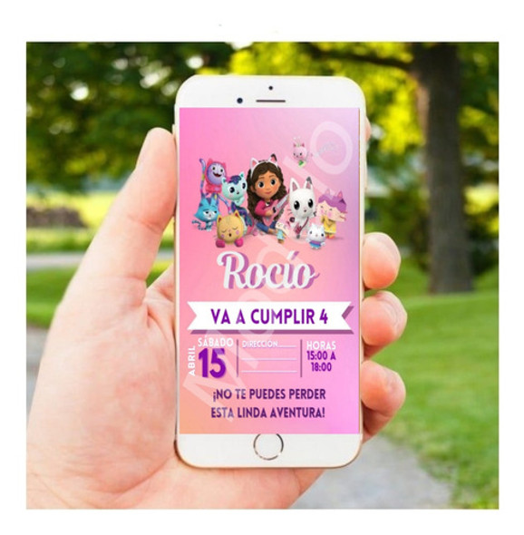Tarjeta Invitación Digital Whatsapp Casa De Muñecas De Gabby 1